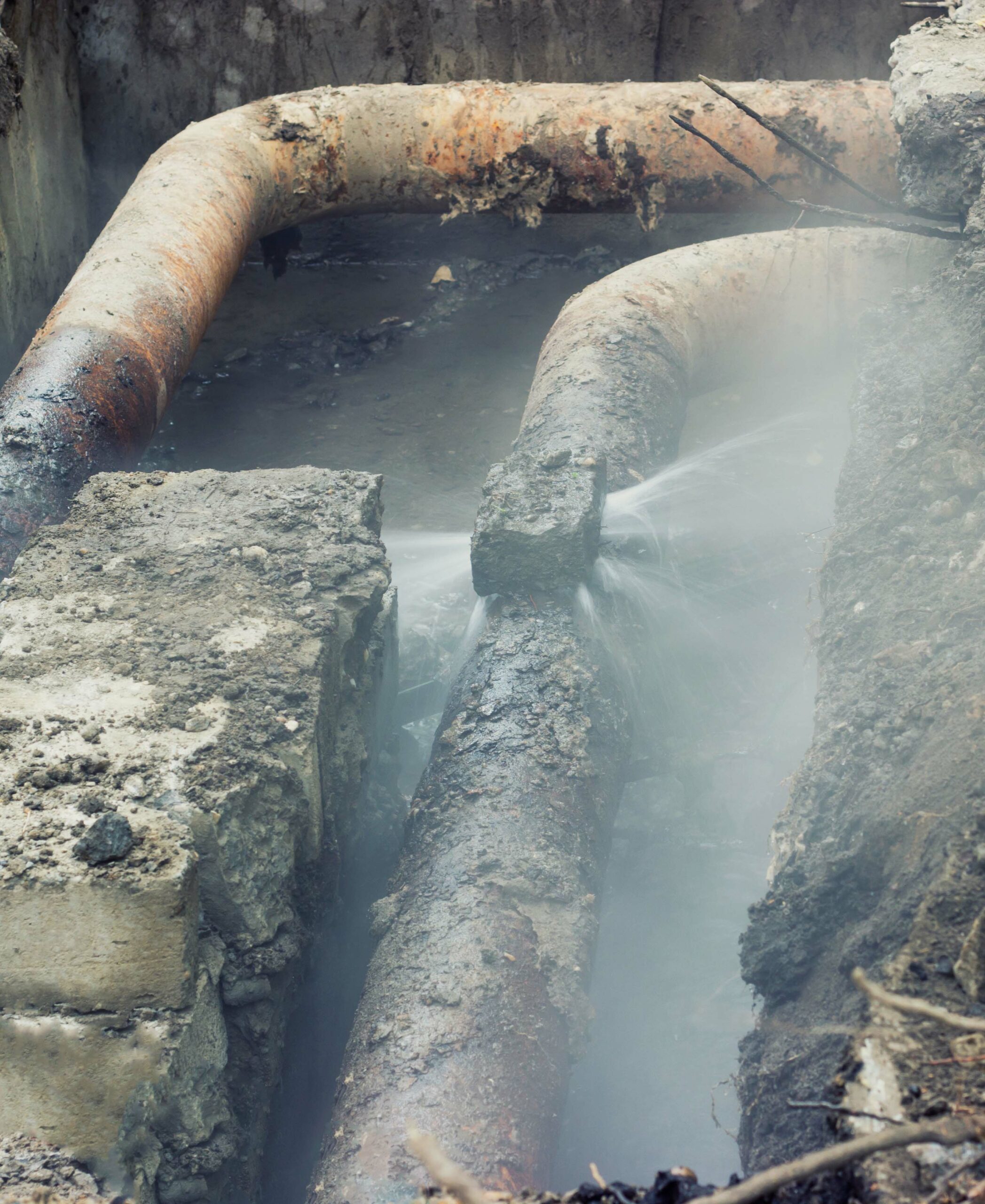 Water leaking pipeline